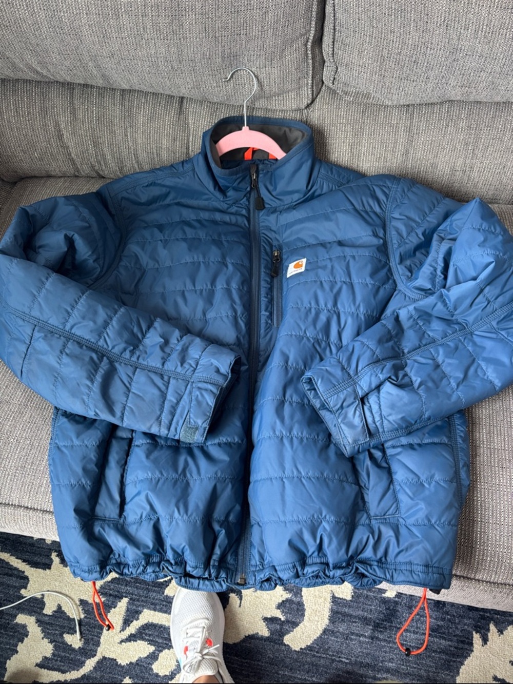 Carhartt Mens Blue Quilted Puffer Jacket with Chest Pocket